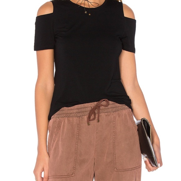 1. State Tops - Cold Shoulder Black Blouse